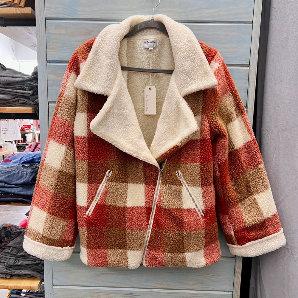 NWT Plaid Cozy Sherpa Jacket By Together